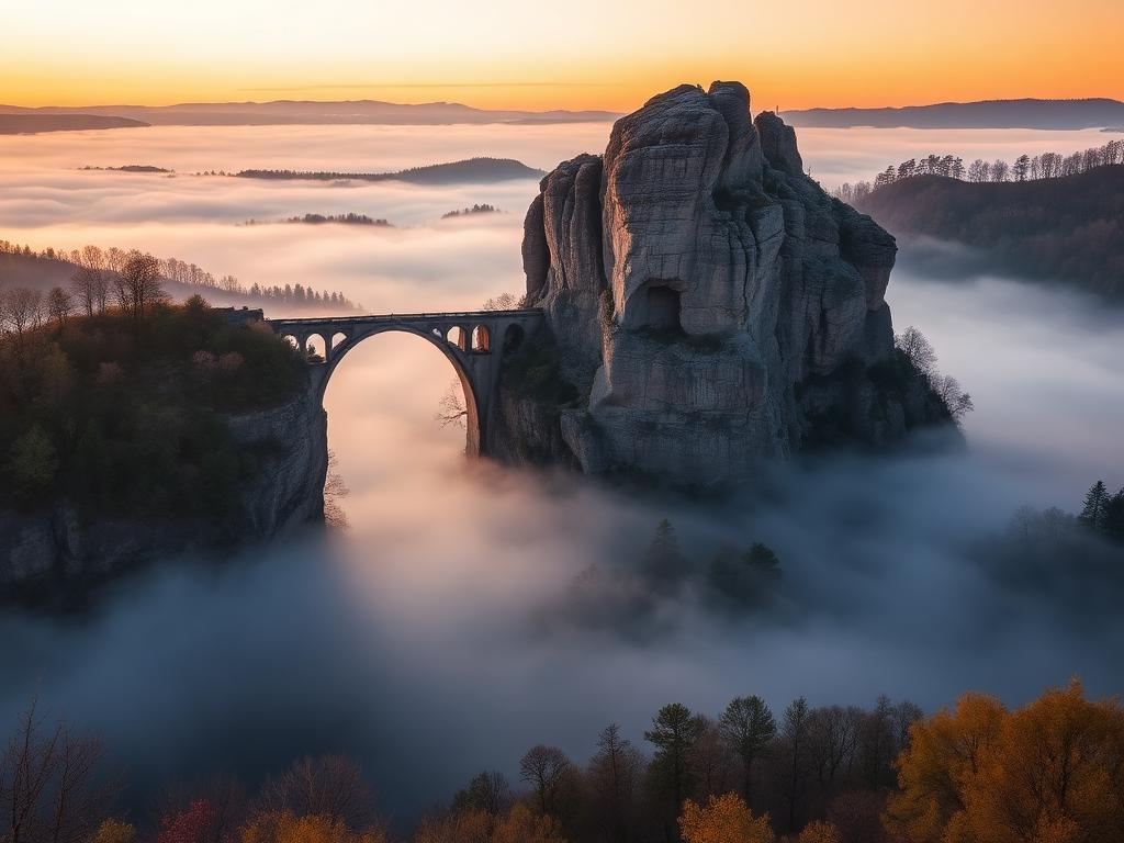 Sächsische Schweiz — De Bastei bij het eerste licht